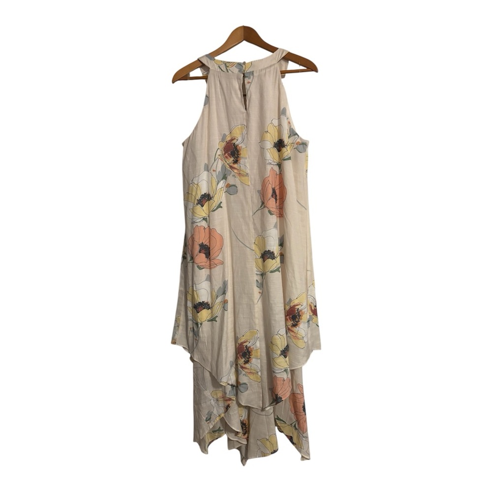 NWOT Women's Luxology Sleeveless Floral Dress Hi Low Key Hole Neck Size Large - Picture 5 of 10